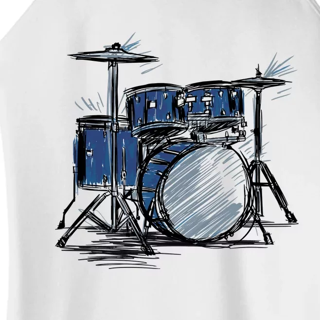 Drum Kit Sketch Music Women’s Perfect Tri Rocker Tank