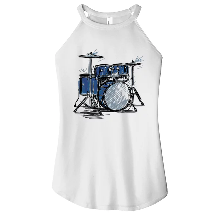 Drum Kit Sketch Music Women’s Perfect Tri Rocker Tank