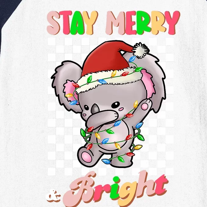 Dabbing Koala Stay Merry And Bright Groovy Christmas Xmas Baseball Sleeve Shirt