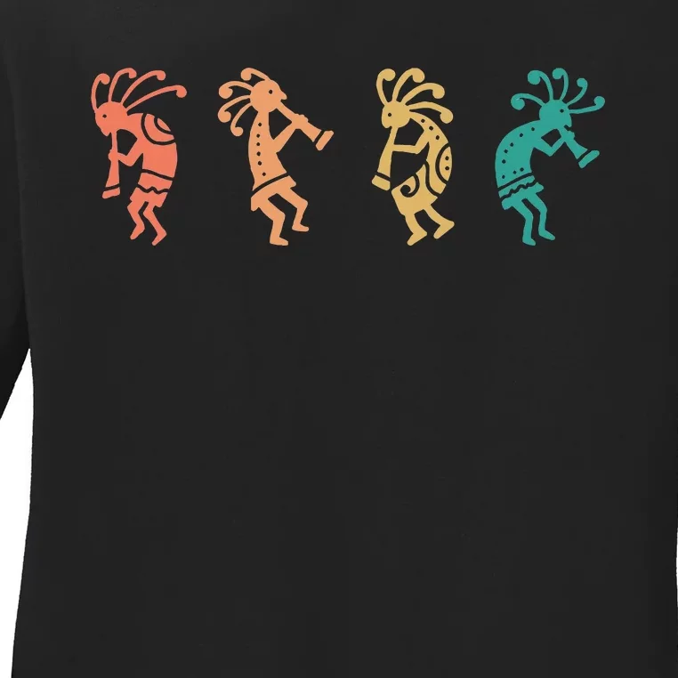 Dancing Kokopelli Southwestern Usa Native American Symbol Ladies Long Sleeve Shirt