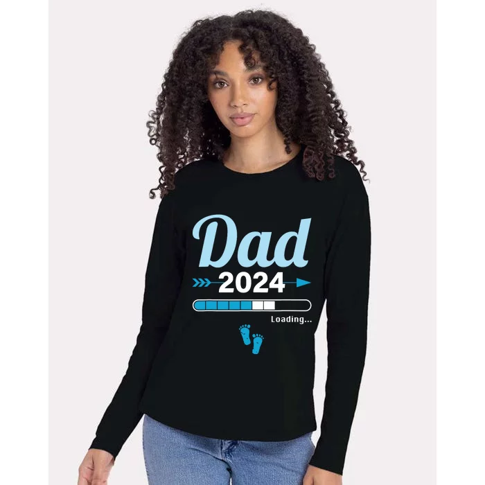 Dad Loading 2024 Father Pregnancy Birth Baby Daddy To Be Womens Cotton Relaxed Long Sleeve T-Shirt