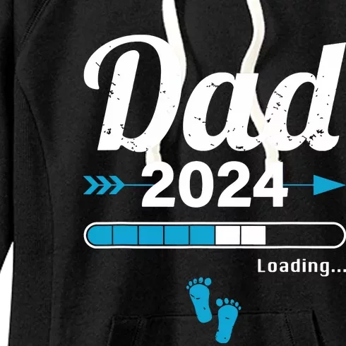 Dad Loading 2024 Father Pregnancy Birth Baby Daddy To Be Women's Fleece Hoodie