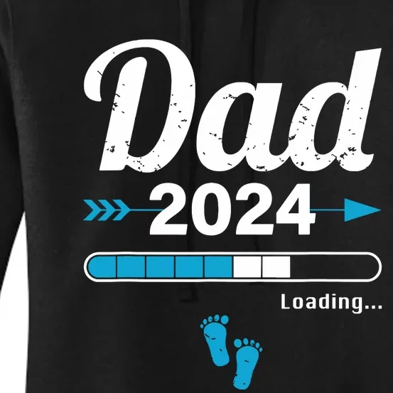 Dad Loading 2024 Father Pregnancy Birth Baby Daddy To Be Women's Pullover Hoodie