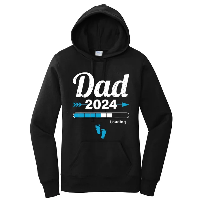 Dad Loading 2024 Father Pregnancy Birth Baby Daddy To Be Women's Pullover Hoodie