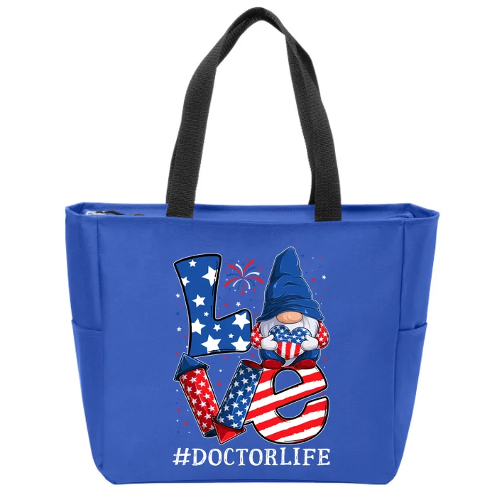 Doctor Love 4th Of July Gnome Usa Patriotic Gift Zip Tote Bag