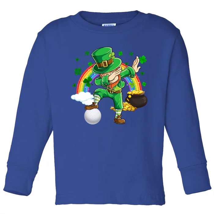 Dabbing Leprechaun And Golf Ball Saint Patrick's Day Gift Toddler Long Sleeve Shirt