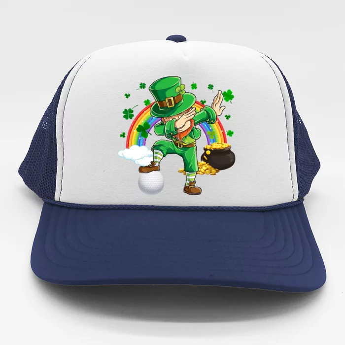 Dabbing Leprechaun And Golf Ball Saint Patrick's Day Gift Trucker Hat