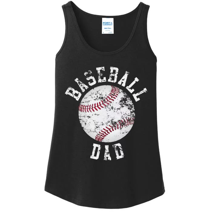 Dad Like A Baseball Dad US Flag Fathers Day Ladies Essential Tank