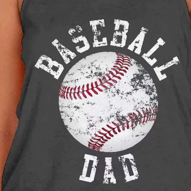 Dad Like A Baseball Dad US Flag Fathers Day Women's Knotted Racerback Tank