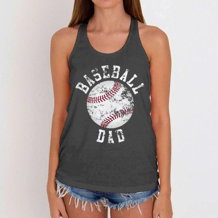 Dad Like A Baseball Dad US Flag Fathers Day Women's Knotted Racerback Tank