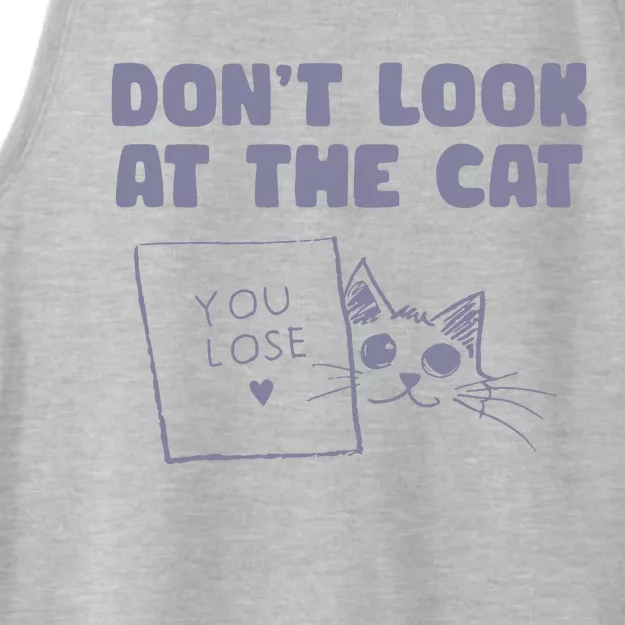 Dont Look At The Cat 90s Retro Graphic Ladies Tri-Blend Wicking Tank