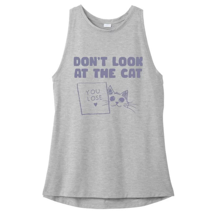 Dont Look At The Cat 90s Retro Graphic Ladies Tri-Blend Wicking Tank