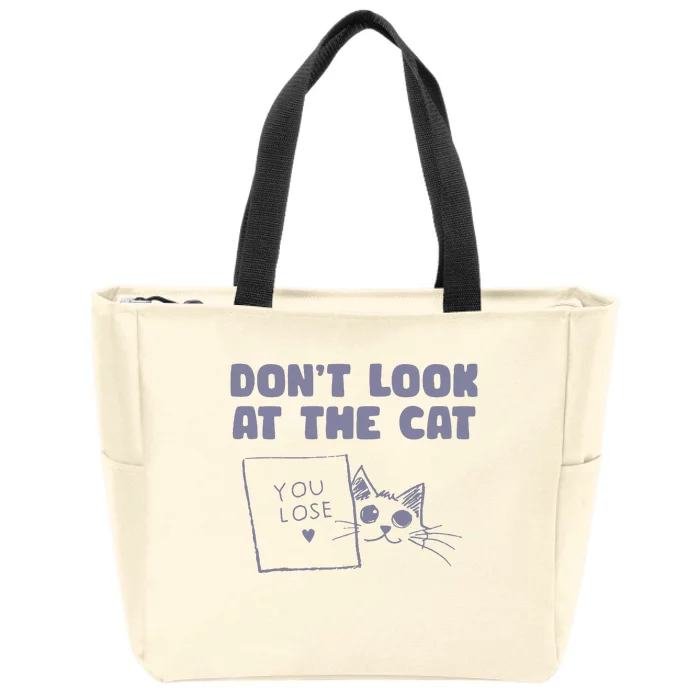 Dont Look At The Cat 90s Retro Graphic Zip Tote Bag