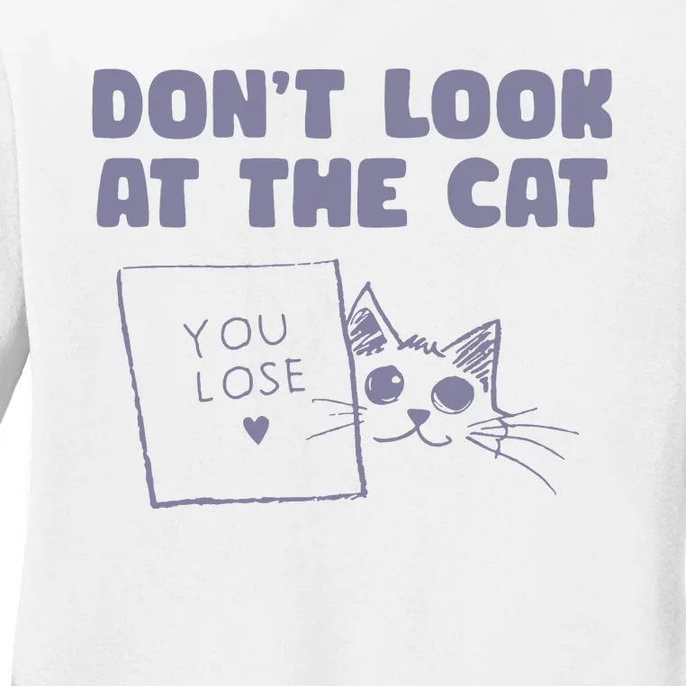 Dont Look At The Cat 90s Retro Graphic Ladies Long Sleeve Shirt