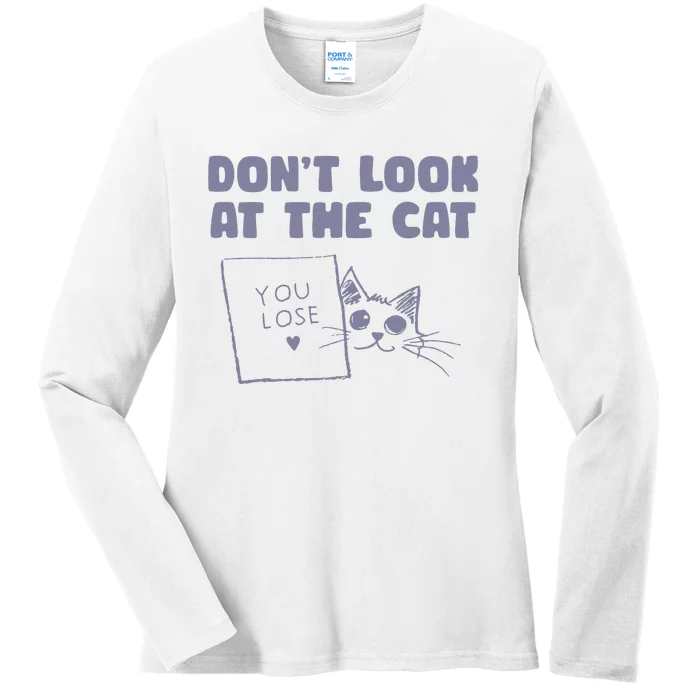 Dont Look At The Cat 90s Retro Graphic Ladies Long Sleeve Shirt