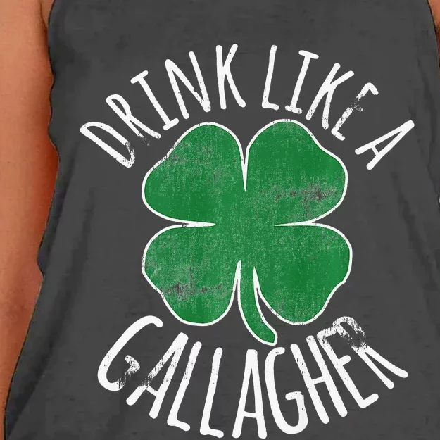 DRINK LIKE A GALLAGHER St Patrick's Day Women's Knotted Racerback Tank