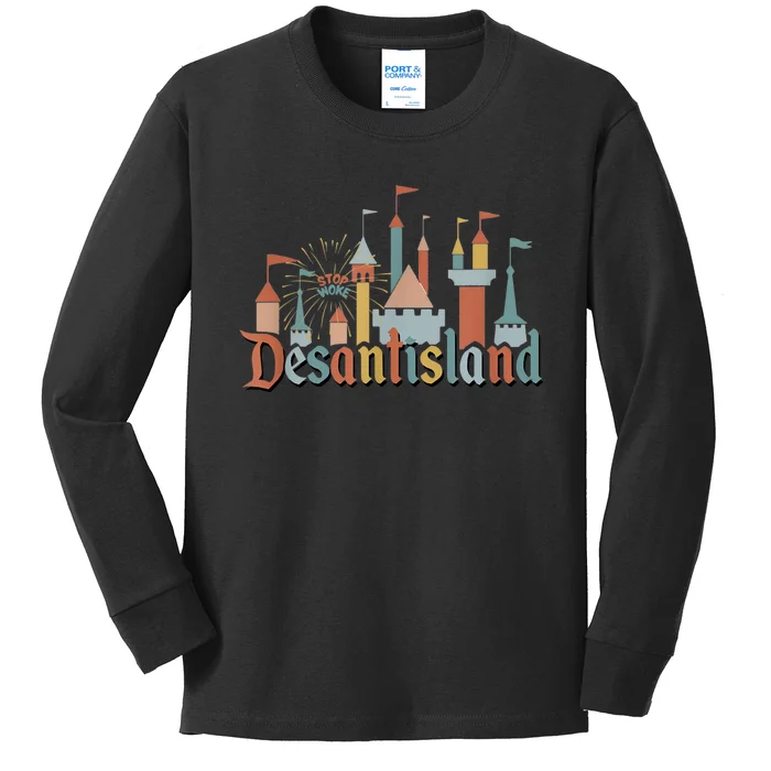 Desantis Land Anti Woke Corporation Political Kids Long Sleeve Shirt