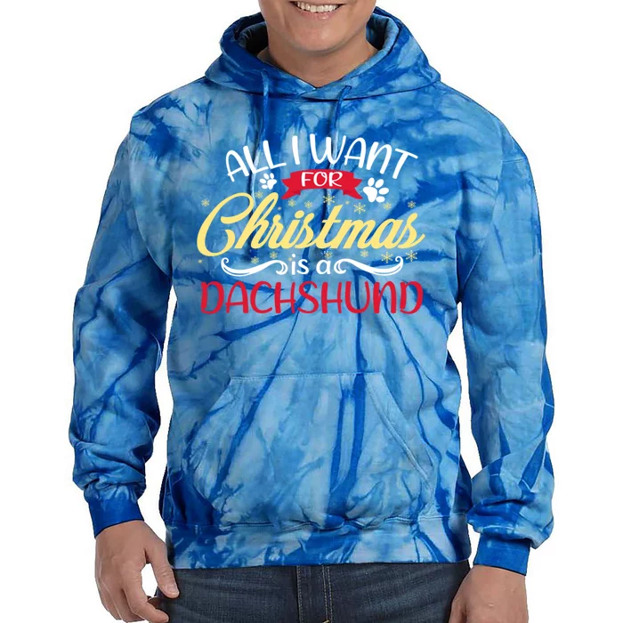 Dog Lover All I Want For Christmas Is A Dachshund Gift Tie Dye Hoodie