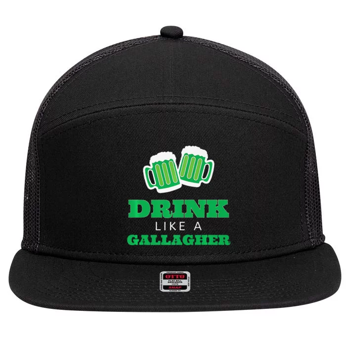 Drink Like A Gallagher Saint Patrick's Day Tee 7 Panel Mesh Trucker Snapback Hat