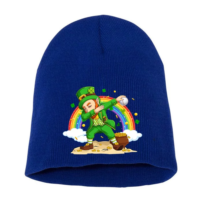 Dabbing Leprechaun Baseball Ball St Patricks Day Cute Gift Short Acrylic Beanie