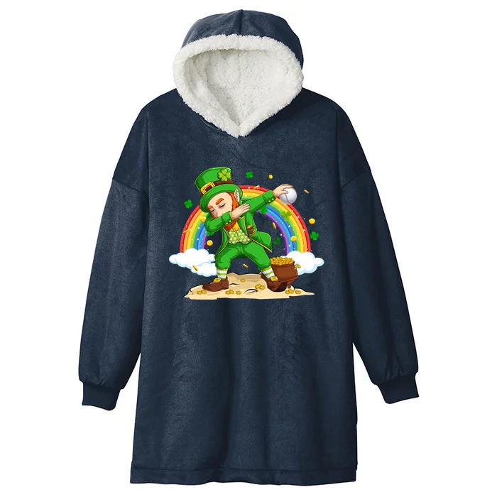 Dabbing Leprechaun Baseball Ball St Patricks Day Cute Gift Hooded Wearable Blanket