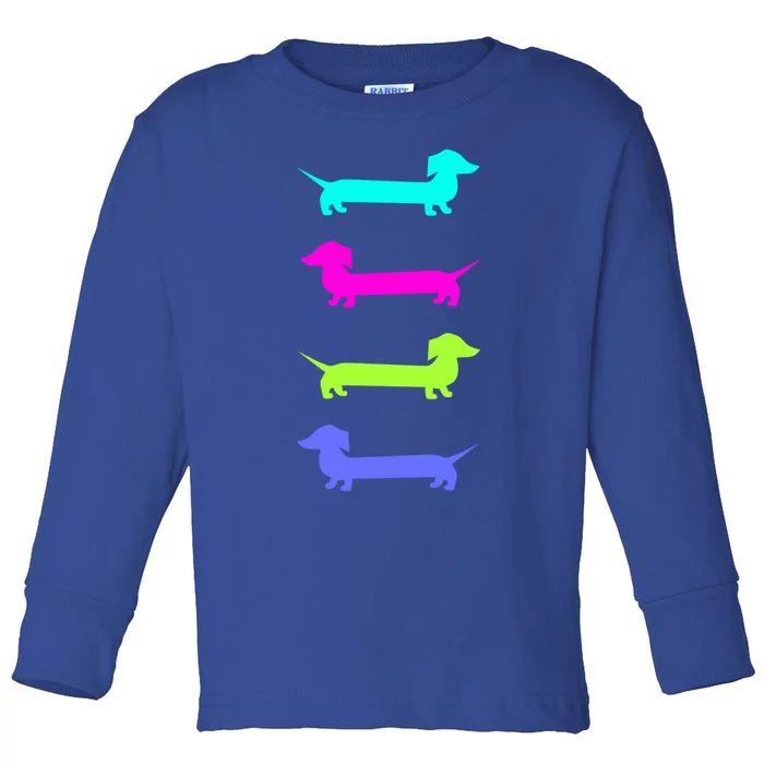 Doxie Lover Brightly Colored Dachshunds Cute Gift Toddler Long Sleeve Shirt