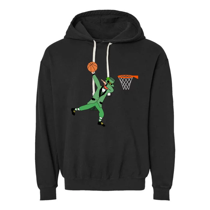 Dabbing Leprechaun Basketball Cute Gift St Patricks Day Tee Cute Gift Garment-Dyed Fleece Hoodie