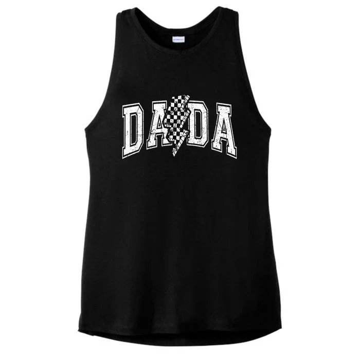 Dada Lightning Bolt Checkered FatherS Day Ladies Tri-Blend Wicking Tank