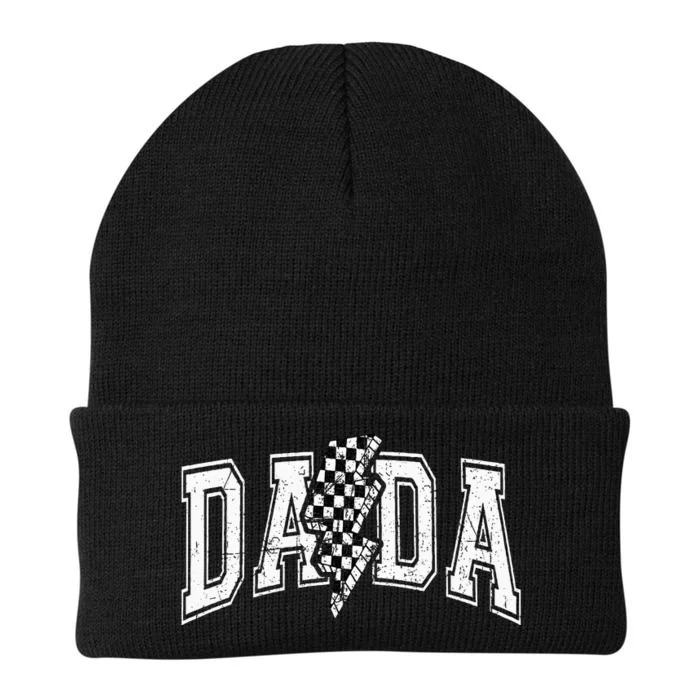 Dada Lightning Bolt Checkered FatherS Day Knit Cap Winter Beanie