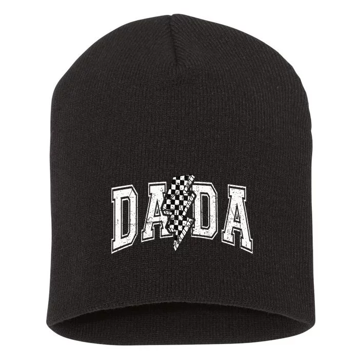 Dada Lightning Bolt Checkered FatherS Day Short Acrylic Beanie