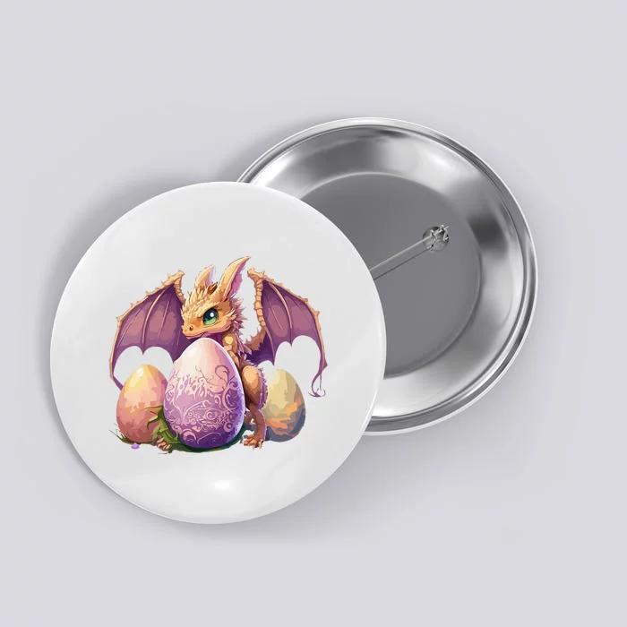 Dragon  Lover Collecting Easter Eggs  Cute Dragons Button