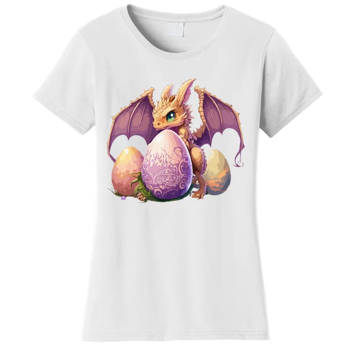 Dragon  Lover Collecting Easter Eggs  Cute Dragons Women's T-Shirt