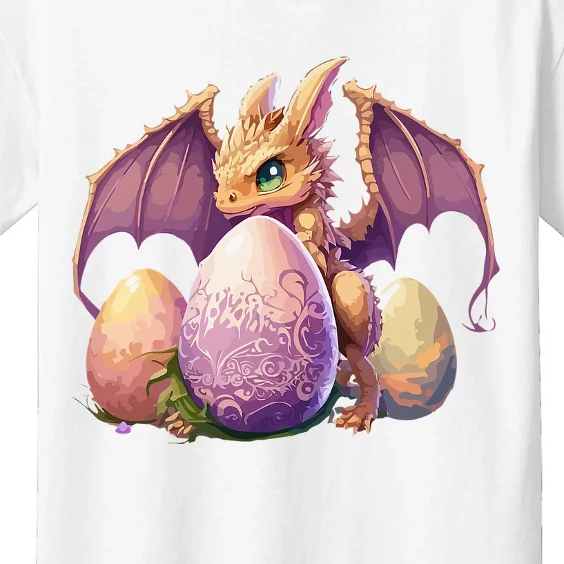 Dragon  Lover Collecting Easter Eggs  Cute Dragons Kids T-Shirt