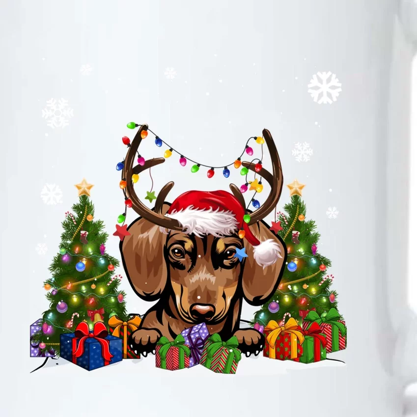 Dog Lovers Cute Dachshund Santa Hat Ugly Christmas Sweater Gift Black Color Changing Mug