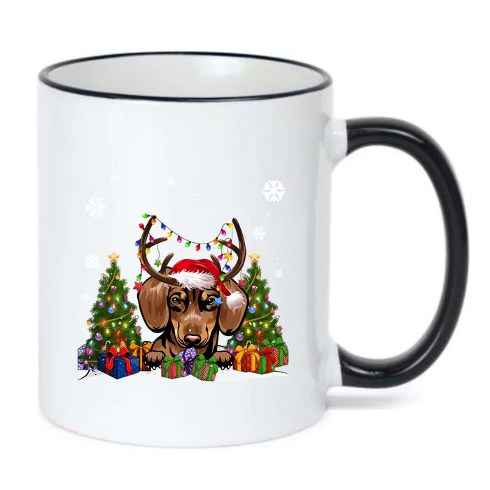 Dog Lovers Cute Dachshund Santa Hat Ugly Christmas Sweater Gift Black Color Changing Mug