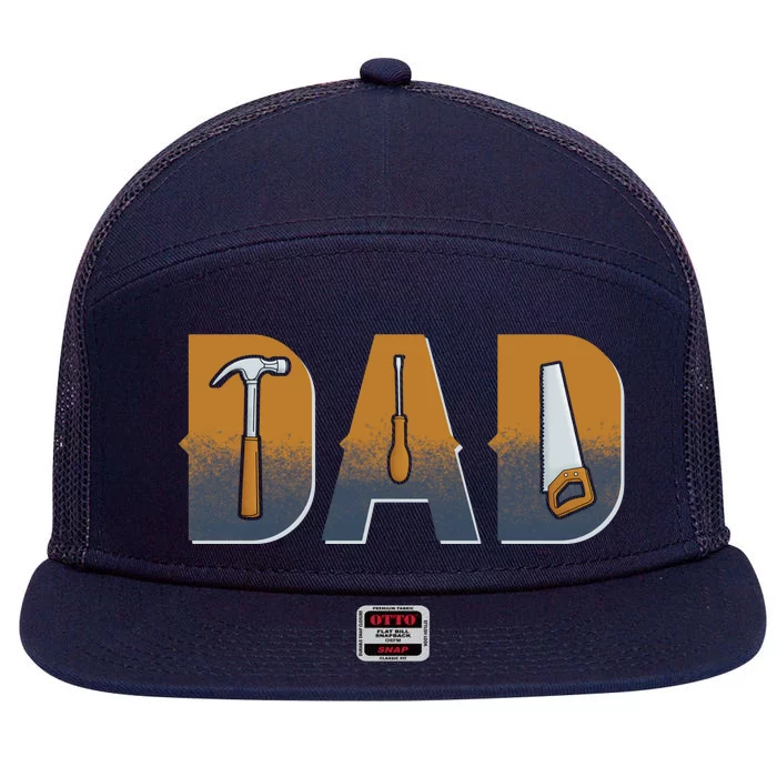 Dad Life Construction Fathers Day Builder 7 Panel Mesh Trucker Snapback Hat