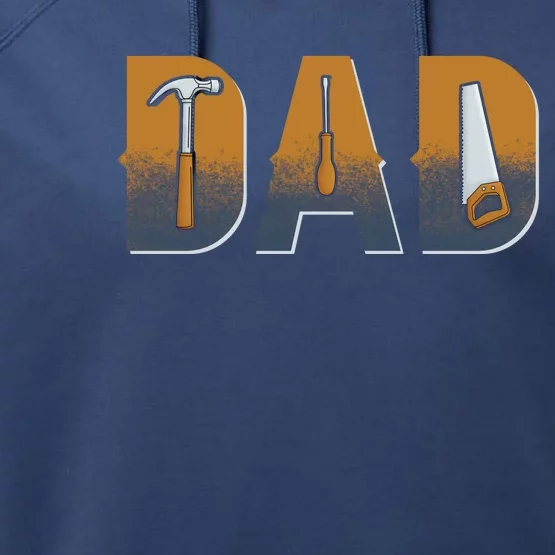 Dad Life Construction Fathers Day Builder Performance Fleece Hoodie