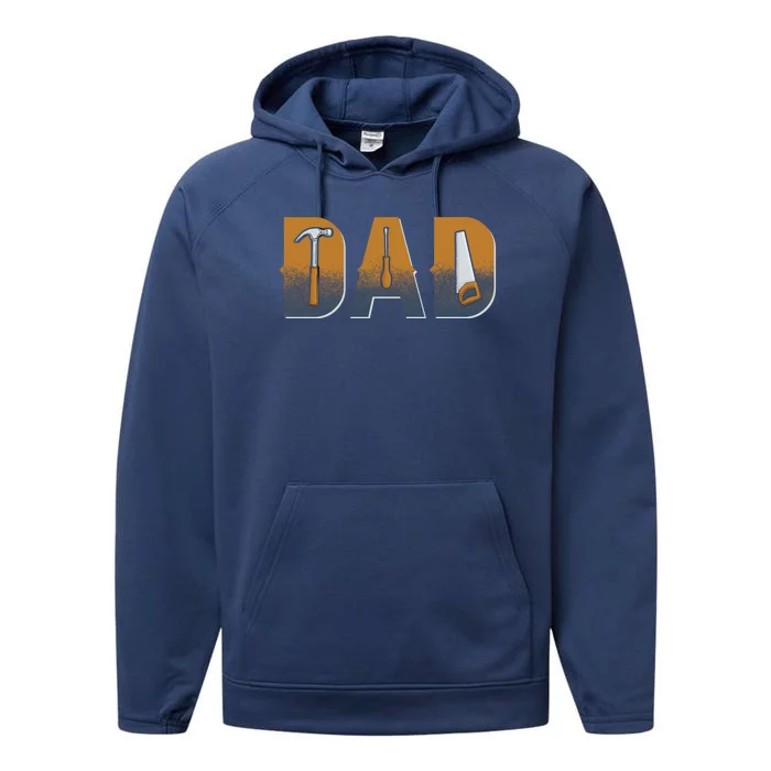 Dad Life Construction Fathers Day Builder Performance Fleece Hoodie