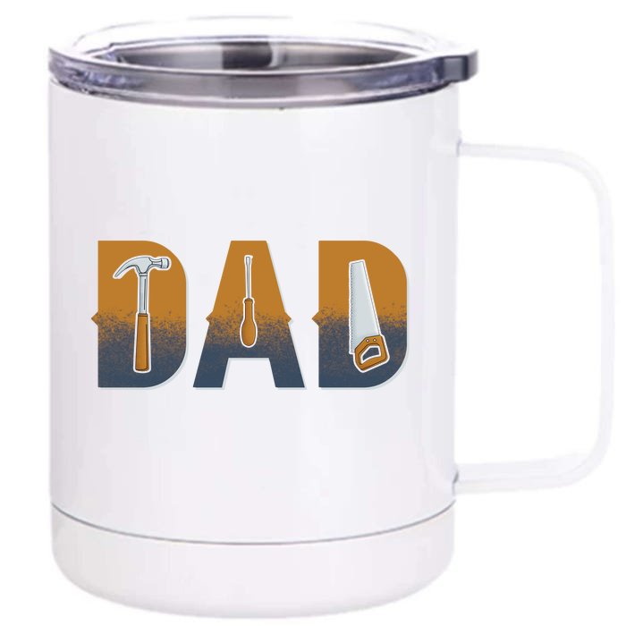 Dad Life Construction Fathers Day Builder Front & Back 12oz Stainless Steel Tumbler Cup