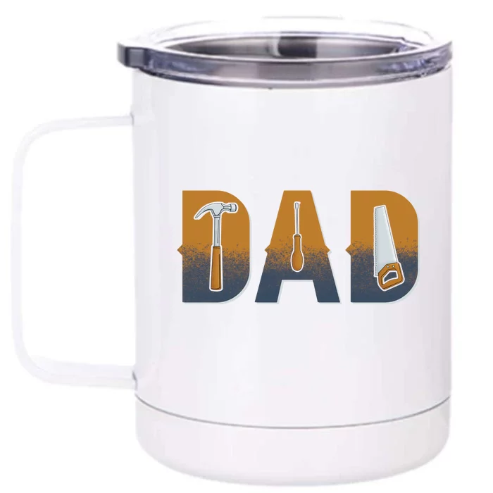 Dad Life Construction Fathers Day Builder Front & Back 12oz Stainless Steel Tumbler Cup