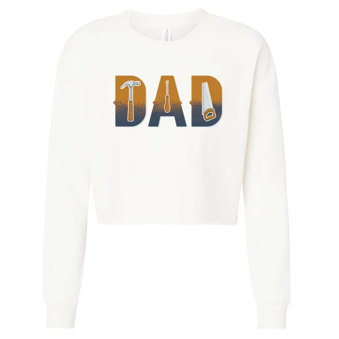 Dad Life Construction Fathers Day Builder Cropped Pullover Crew