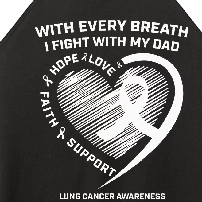 Dad Lung Cancer Awareness Gifts White Ribbon Lung Cancer Dad Women’s Perfect Tri Rocker Tank