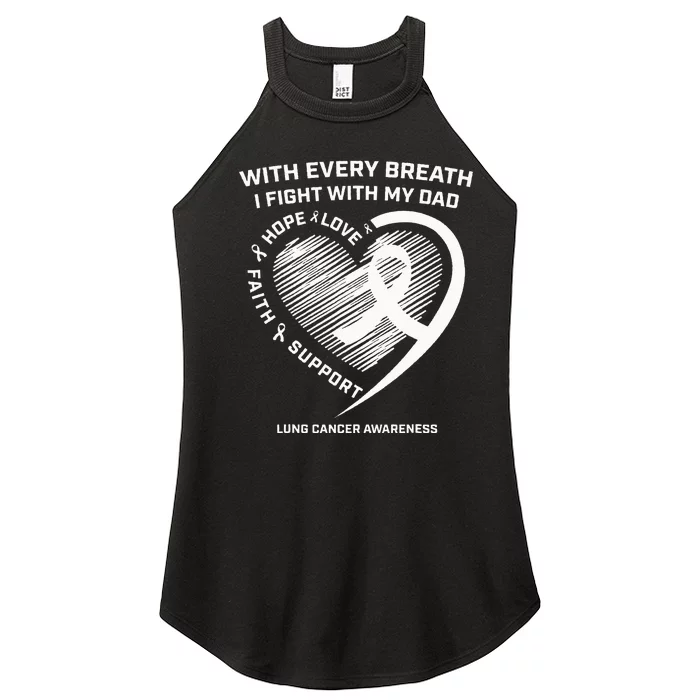 Dad Lung Cancer Awareness Gifts White Ribbon Lung Cancer Dad Women’s Perfect Tri Rocker Tank