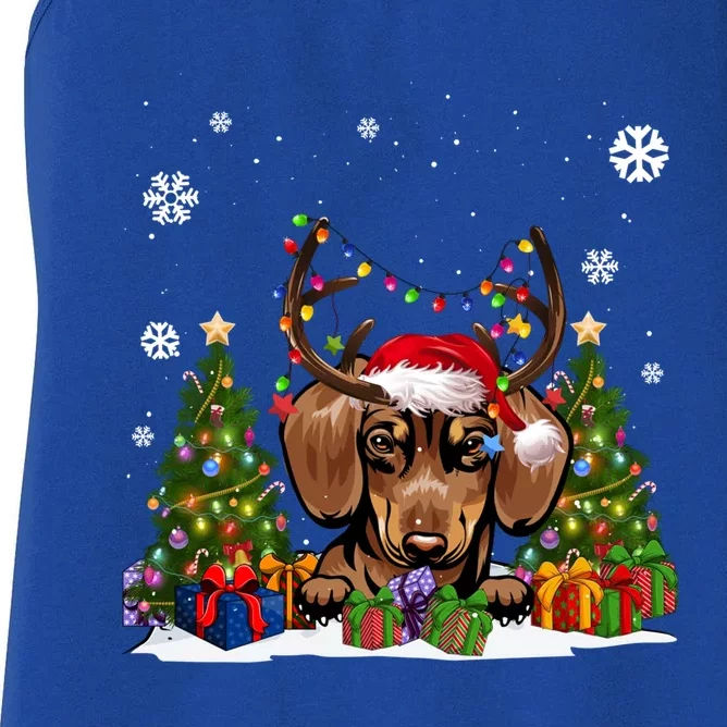 Dog Lovers Cute Dachshund Santa Hat Ugly Christmas Sweater Cute Gift Women's Racerback Tank