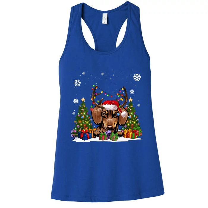 Dog Lovers Cute Dachshund Santa Hat Ugly Christmas Sweater Cute Gift Women's Racerback Tank