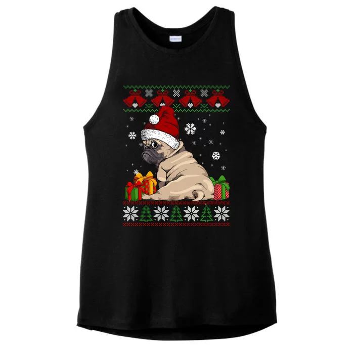 Dog Lovers Cute Frenchie Santa Hat Ugly Christmas Sweater Funny Gift Ladies Tri-Blend Wicking Tank