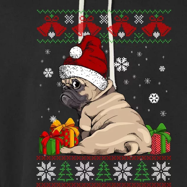 Dog Lovers Cute Frenchie Santa Hat Ugly Christmas Sweater Funny Gift Garment-Dyed Fleece Hoodie