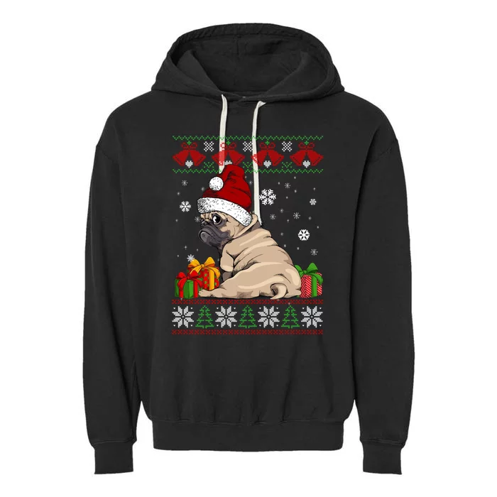 Dog Lovers Cute Frenchie Santa Hat Ugly Christmas Sweater Funny Gift Garment-Dyed Fleece Hoodie