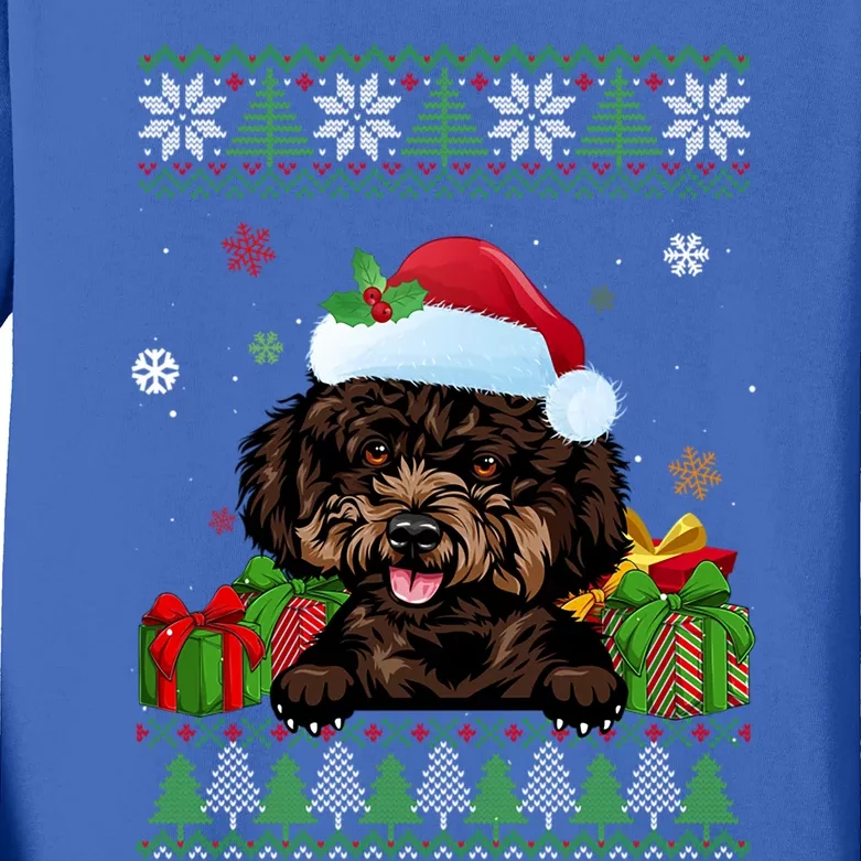 Dog Lovers Cute Poodle Santa Hat Ugly Christmas Sweater Gift Kids Long Sleeve Shirt