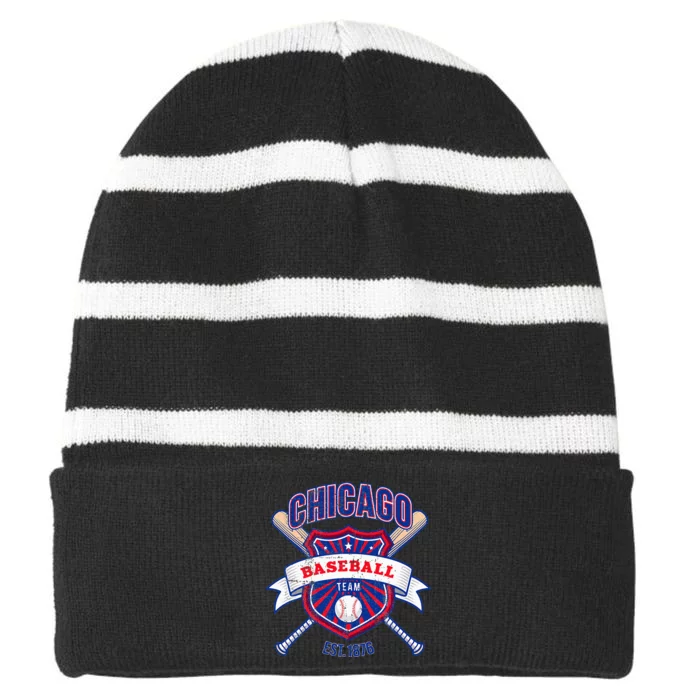 Distressed Look Cub Party Tailgate Sport Gameday Fan Gift Striped Beanie with Solid Band